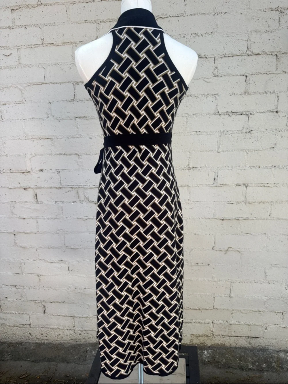 Diane Von Furstenberg x Target Geometric Knit Halter Wrap Midi Dress Size XXS - Picture 7 of 13